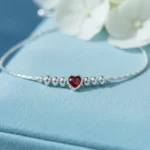 Adjustable Pure Silver Heart Love Bracelet - Image 2