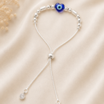 Adjustable Pure Silver Evil Eye Bracelet