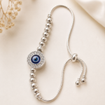 Adjustable Pure Silver Evil Eye Bracelet