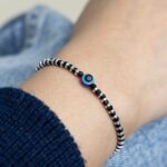 Adjustable Pure Silver Evil Eye Love Bracelet - Image 2