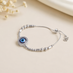 Adjustable Pure Silver Evil Eye Bracelet
